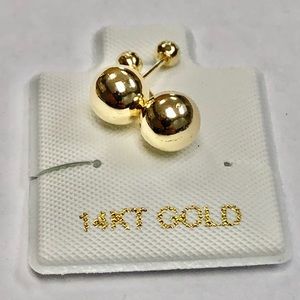 14 Karat Solid Gold Ball Hallow Earring.